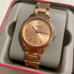 Fossil BQ3075 Rose Gold Dial Rose Gold Stainless Steel Women's Watch